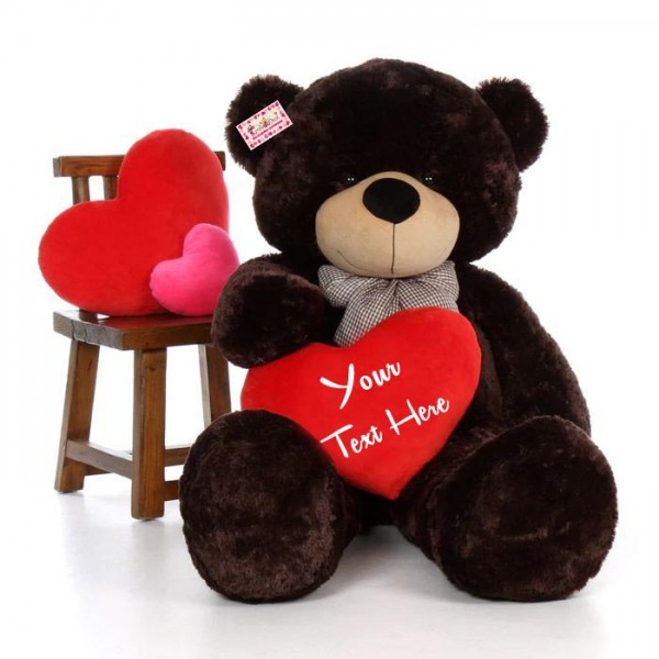 Giant 6 Feet Black Bow Teddy Bear Soft Toy with Personalized Heart